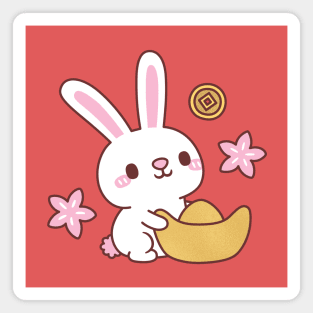 Cute Rabbit With Ingot Chinese New Year Magnet